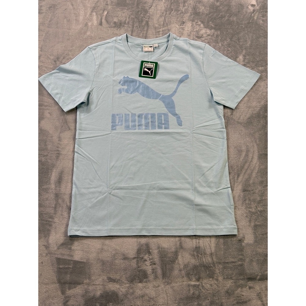 Puma Men's T-Shirt Small Blue Big Logo Graphic Crew Neck Short Sleeve NWT